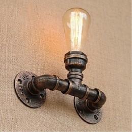 Applique da parete decorativa piccola con tubo dell'acqua semplice Nostalgia in ottone antico