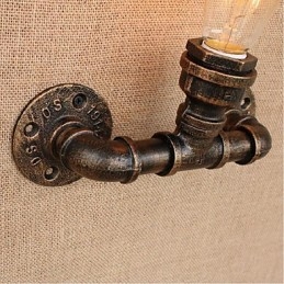 Applique da parete decorativa piccola con tubo dell'acqua semplice Nostalgia in ottone antico