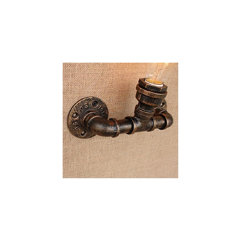 Applique da parete decorativa piccola con tubo dell'acqua semplice Nostalgia in ottone antico