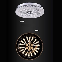 Plafoniera a filo moderna contemporanea in metallo e cristallo trasparente, LED, 40 cm
