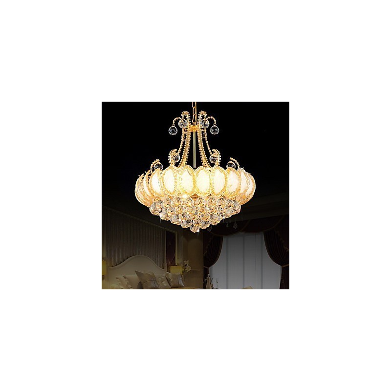 Lampadario moderno in cristallo con pendente, diametro 50 cm, 8 lampadine