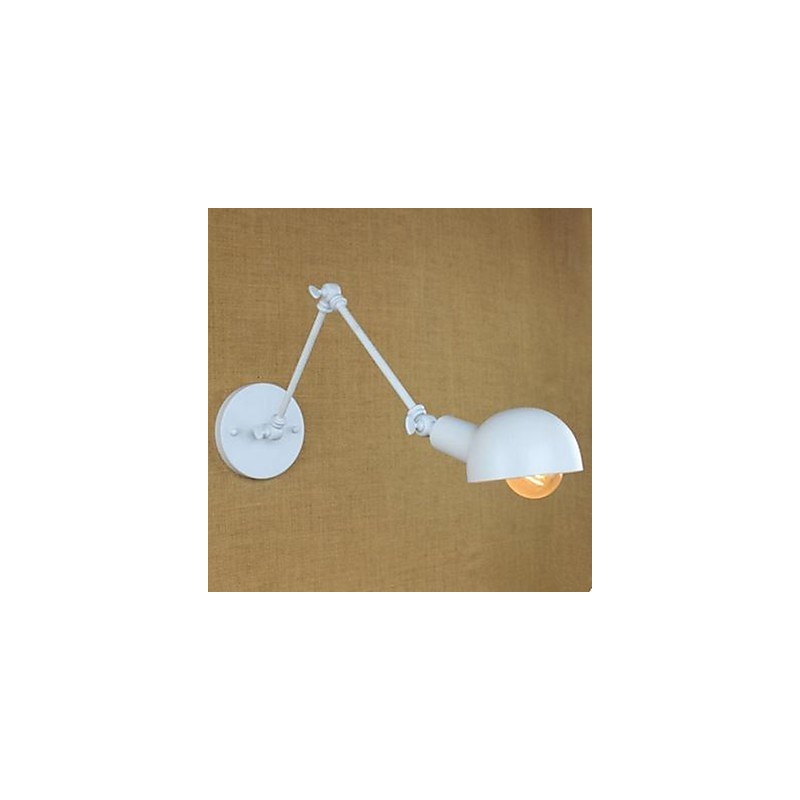 Applique da parete in ferro battuto bianca con braccio lungo E27 40W