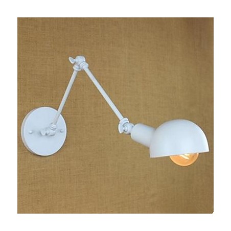 Applique da parete in ferro battuto bianca con braccio lungo E27 40W
