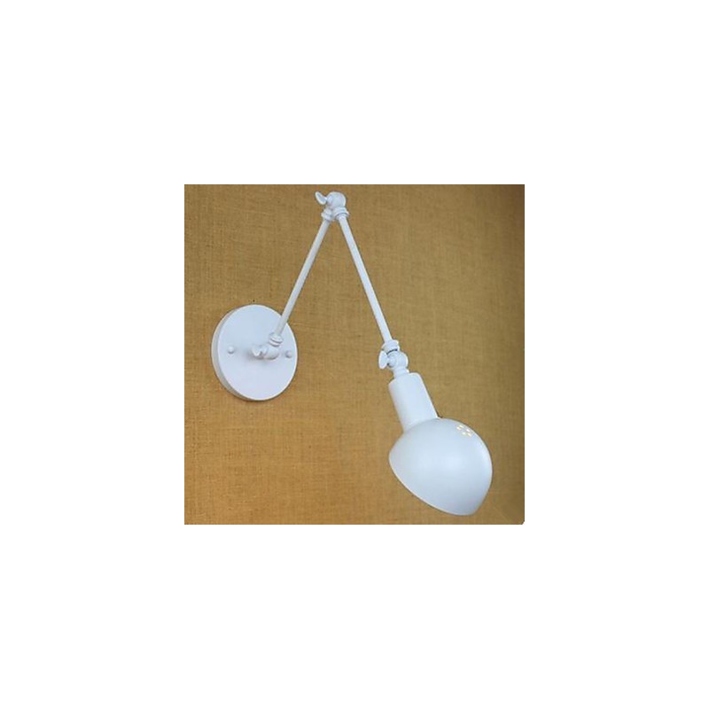 Applique da parete in ferro battuto bianca con braccio lungo E27 40W