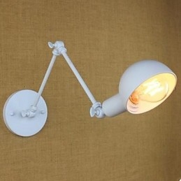 Applique da parete in ferro battuto bianca con braccio lungo E27 40W