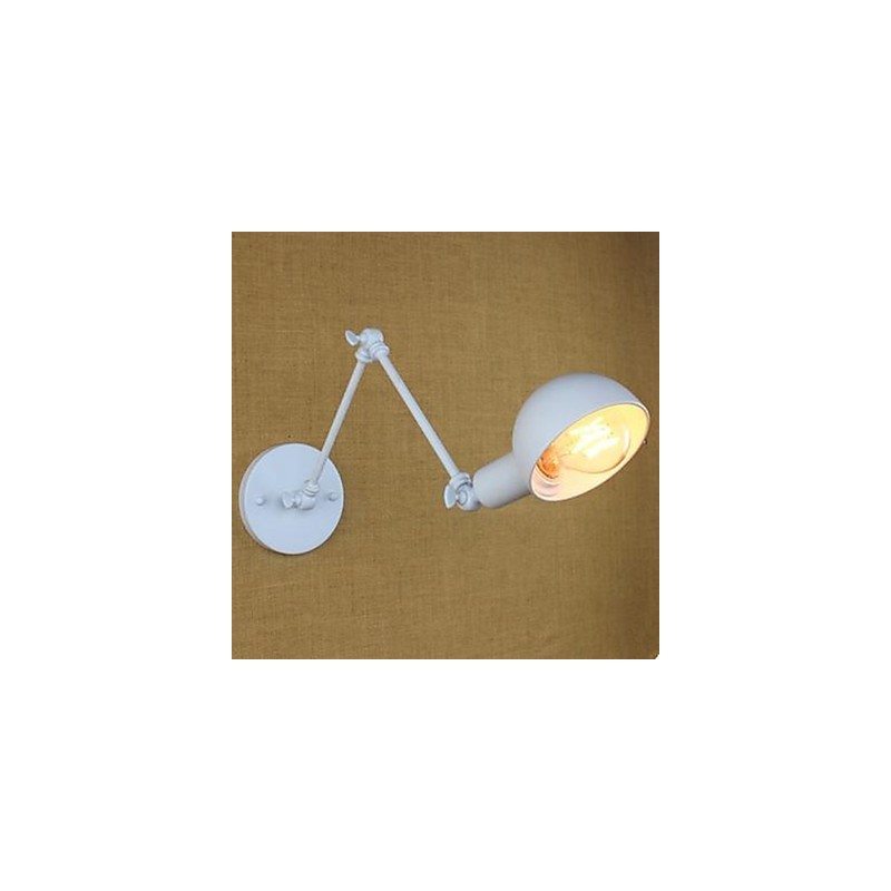 Applique da parete in ferro battuto bianca con braccio lungo E27 40W