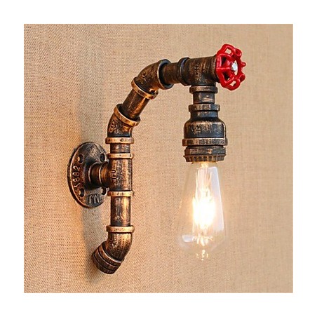 Applique da parete rustica in ottone anticato con luce ambientale