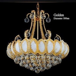 Lampadario moderno in cristallo con pendente, diametro 50 cm, 8 lampadine