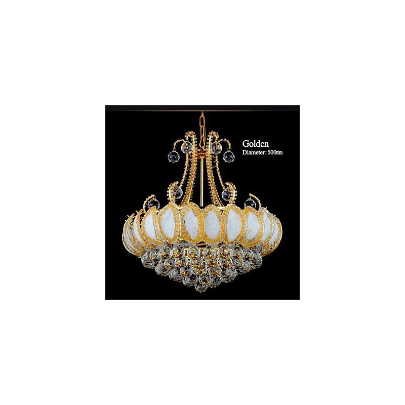 Lampadario moderno in cristallo con pendente, diametro 50 cm, 8 lampadine
