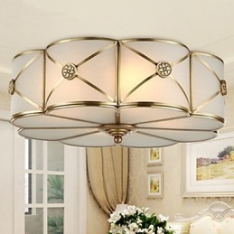 Plafoniera a filo rustica classica in ottone, 5 luci E26/E27, 45 cm