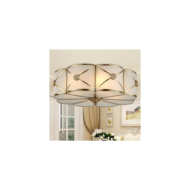 Plafoniera a filo rustica classica in ottone, 5 luci E26/E27, 45 cm