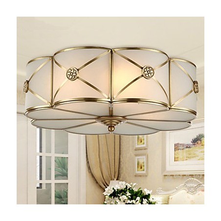 Plafoniera a filo rustica classica in ottone, 5 luci E26/E27, 45 cm