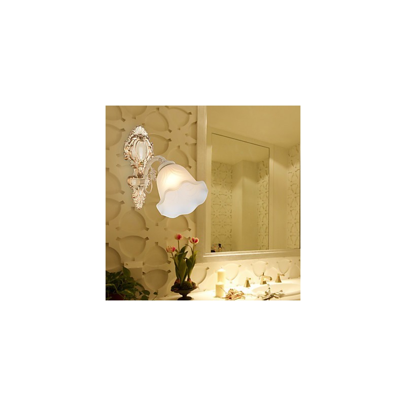 Applique da parete country mini verniciata con luce verso l'alto, lampadina inclusa