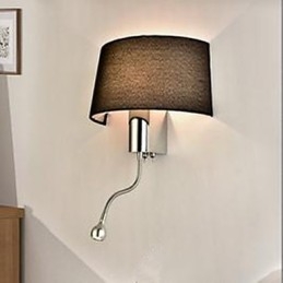 Applique da parete in tessuto cromata con interruttore, E27/E26, 40 W