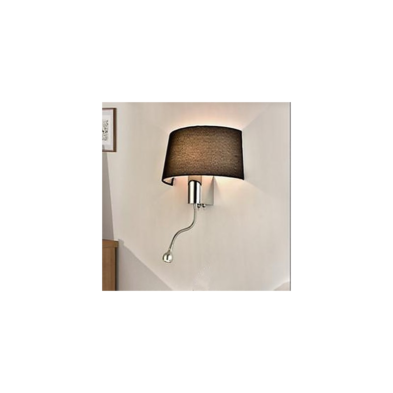 Applique da parete in tessuto cromata con interruttore, E27/E26, 40 W