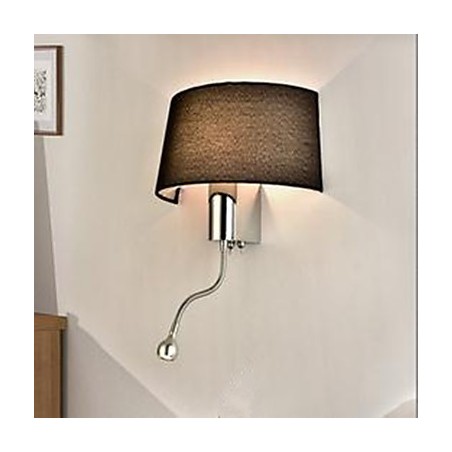 Applique da parete in tessuto cromata con interruttore, E27/E26, 40 W