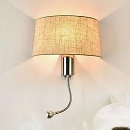 Applique da parete in tessuto cromata con interruttore, E27/E26, 40 W