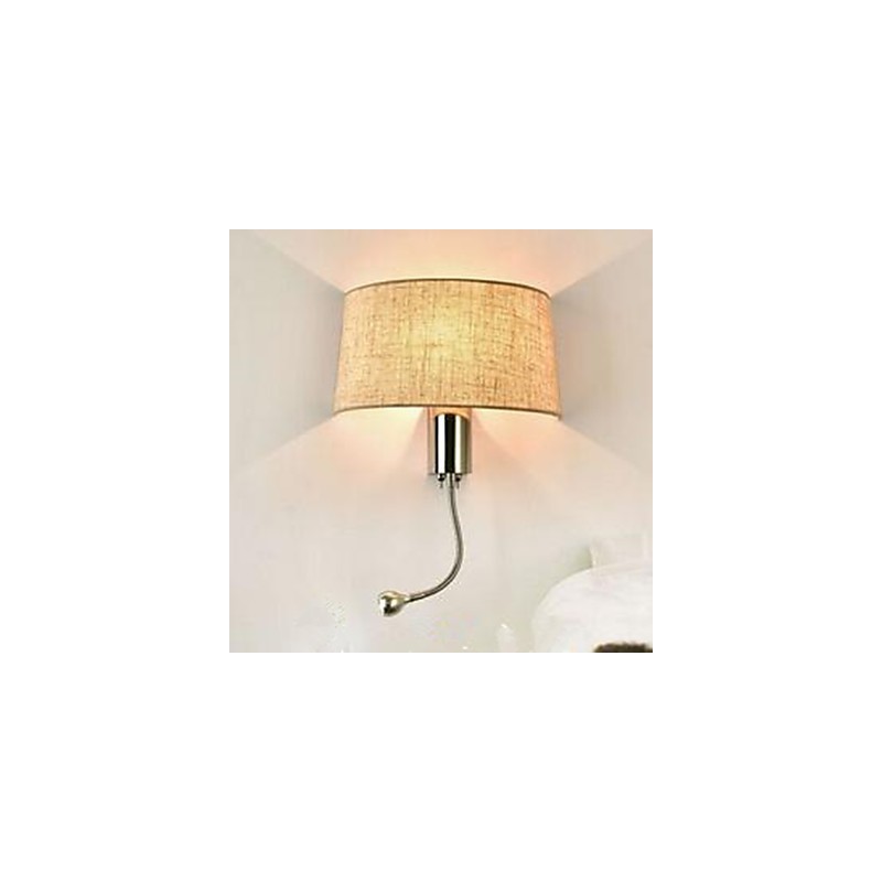 Applique da parete in tessuto cromata con interruttore, E27/E26, 40 W