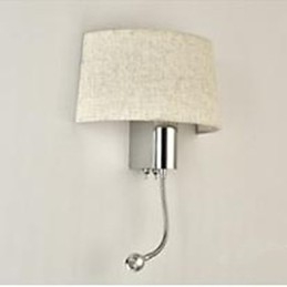 Applique da parete in tessuto cromata con interruttore, E27/E26, 40 W