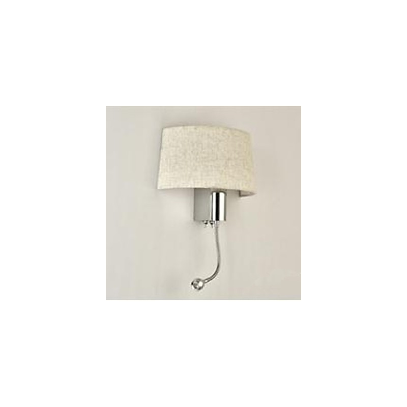Applique da parete in tessuto cromata con interruttore, E27/E26, 40 W