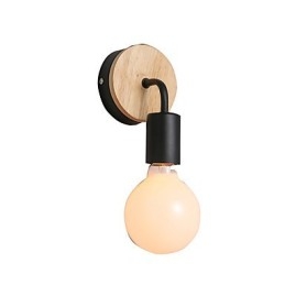Applique da parete moderna contemporanea mini con paralume in legno/bambù E26/E27