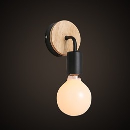 Applique da parete moderna contemporanea mini con paralume in legno/bambù E26/E27