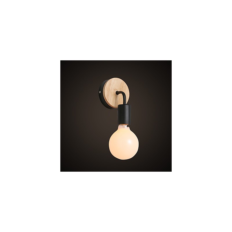 Applique da parete moderna contemporanea mini con paralume in legno/bambù E26/E27