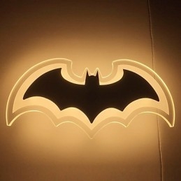 Applique da parete LED in acrilico a forma di pipistrello, 30,5 cm, luce ambiente, touch