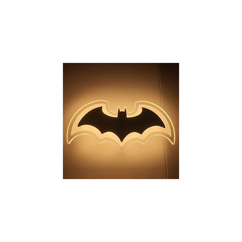 Applique da parete LED in acrilico a forma di pipistrello, 30,5 cm, luce ambiente, touch