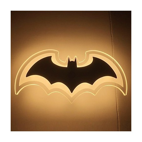 Applique da parete LED in acrilico a forma di pipistrello, 30,5 cm, luce ambiente, touch