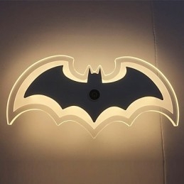 Applique da parete LED in acrilico a forma di pipistrello, 30,5 cm, luce ambiente, touch