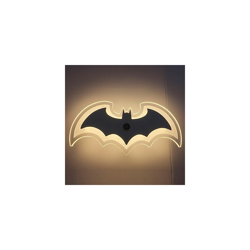Applique da parete LED in acrilico a forma di pipistrello, 30,5 cm, luce ambiente, touch