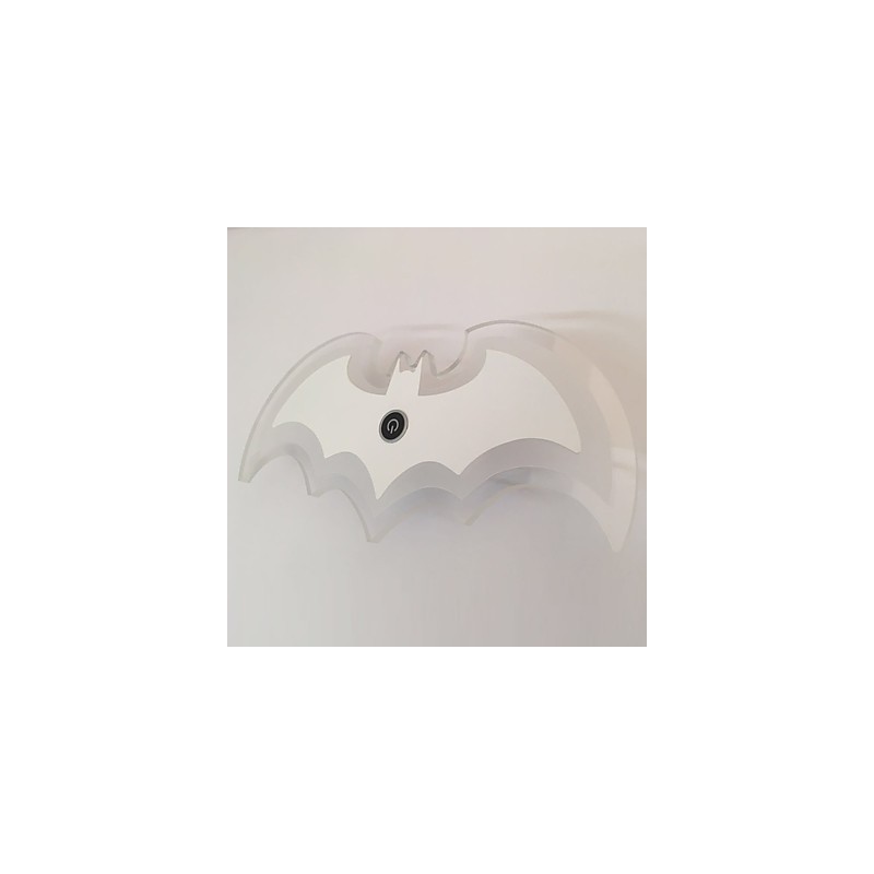 Applique da parete LED in acrilico a forma di pipistrello, 30,5 cm, luce ambiente, touch