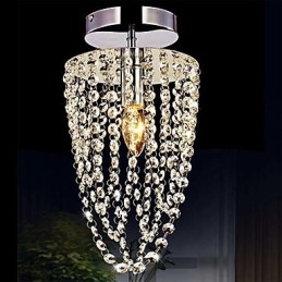 Lampadario a filo moderno in cristallo K9 trasparente cromato 1 luce E12/E14