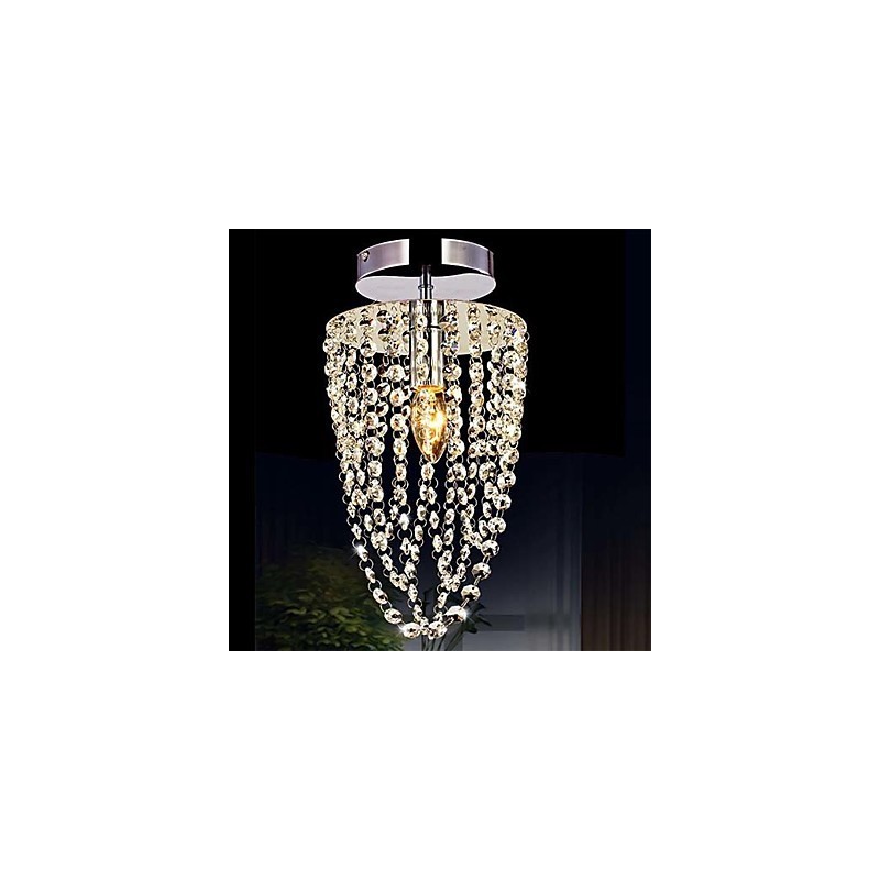 Lampadario a filo moderno in cristallo K9 trasparente cromato 1 luce E12/E14