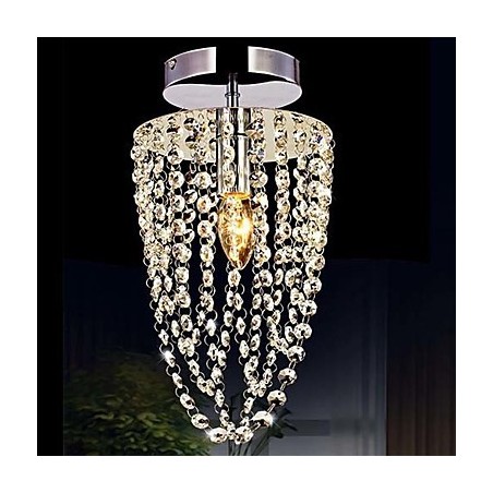 Lampadario a filo moderno in cristallo K9 trasparente cromato 1 luce E12/E14