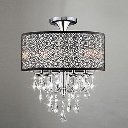 Lampadario a filo moderno contemporaneo mini tamburo in cristallo cromato