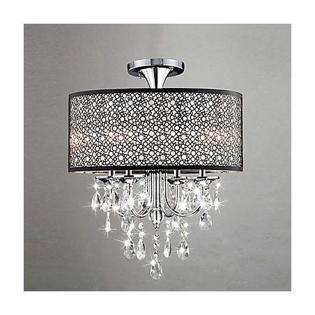 Lampadario a filo moderno contemporaneo mini tamburo in cristallo cromato