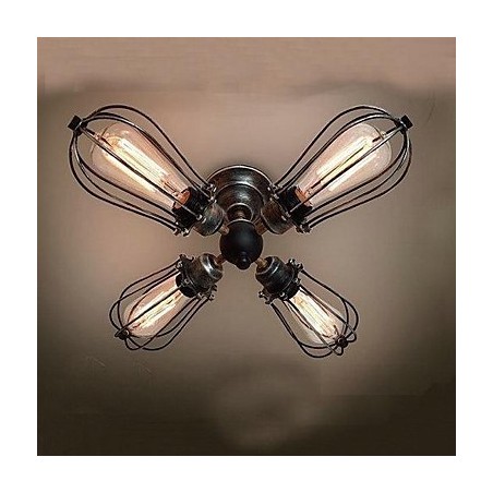 Plafoniera a filo mini vintage dipinta in metallo nera 5 luci E26/E27