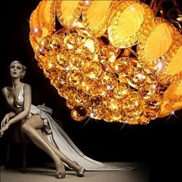 Lampadario moderno in cristallo con pendente, diametro 50 cm, 8 lampadine