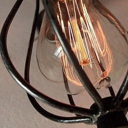 Plafoniera a filo mini vintage dipinta in metallo nera 5 luci E26/E27