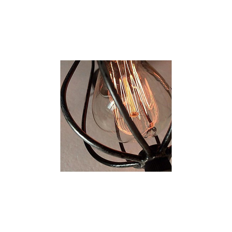 Plafoniera a filo mini vintage dipinta in metallo nera 5 luci E26/E27