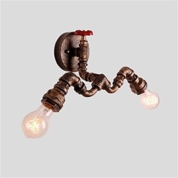 Applique da parete vintage industriale in tubo con 2 luci, finitura verniciata