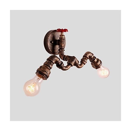 Applique da parete vintage industriale in tubo con 2 luci, finitura verniciata