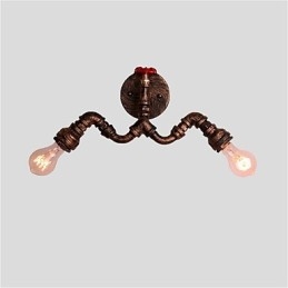 Applique da parete vintage industriale in tubo con 2 luci, finitura verniciata