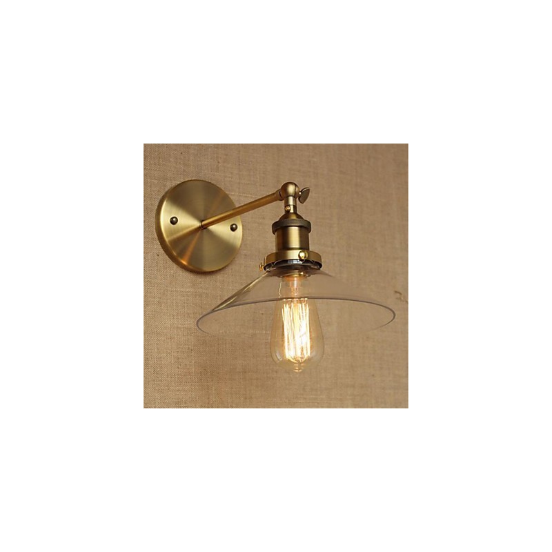 Applique da parete mini stile moderno contemporaneo country retrò finitura ottone antico