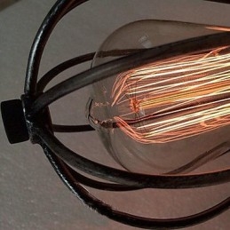 Plafoniera a filo mini vintage dipinta in metallo nera 5 luci E26/E27