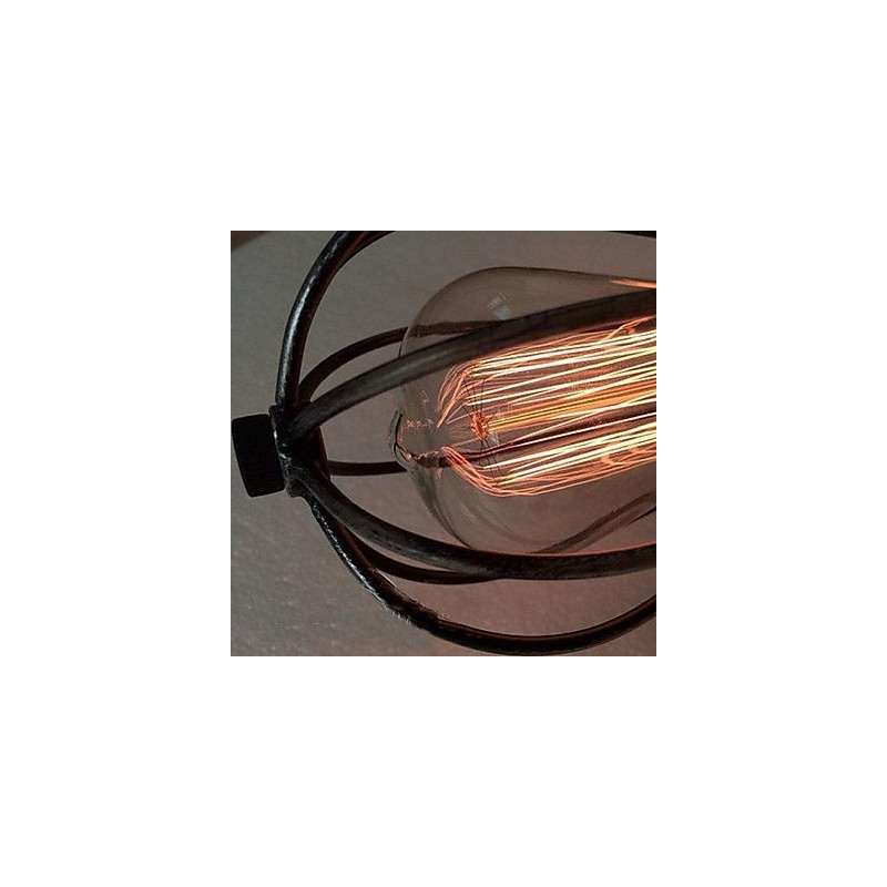Plafoniera a filo mini vintage dipinta in metallo nera 5 luci E26/E27