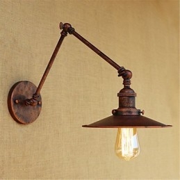 Applique da parete rustica retrò mini con braccio oscillante e luce ambientale