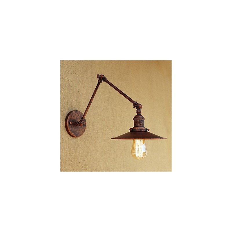 Applique da parete rustica retrò mini con braccio oscillante e luce ambientale